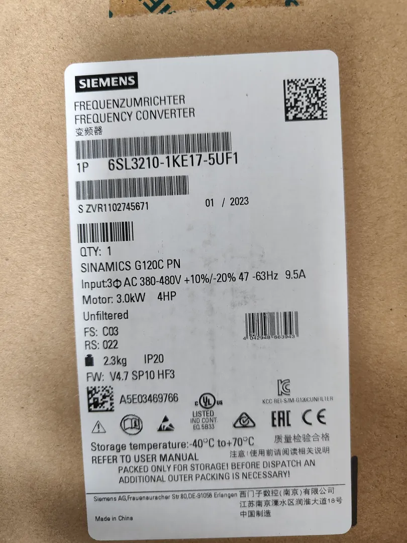 SINAMICS G120C 3 kW 380–480 V 3-ph